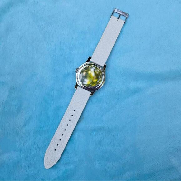Coach Y2K Maddy Signature C White Vtg Quartz Watch Stainless Steel Dial/Silicone - Picture 5 of 8